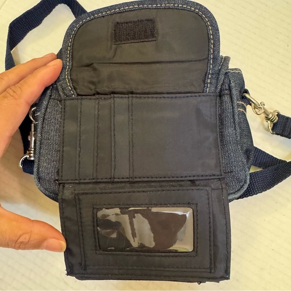 Mudd Denim Jean Red Blue Crossbody Bag Purse Y2K Satchel Bag - Picture 9 of 11